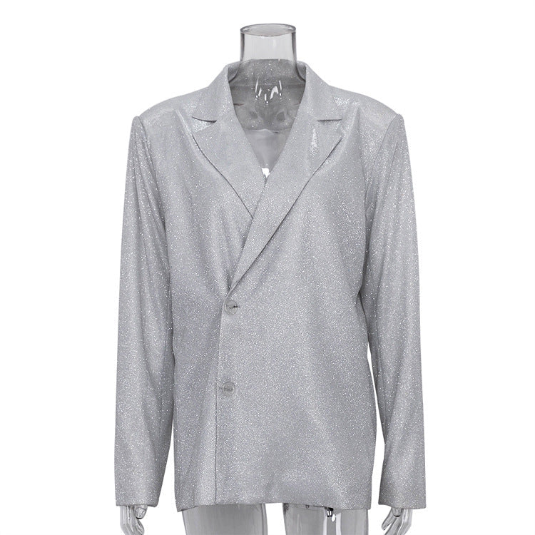 Sleek Sequin Suit Set With Cami Top And High-Waisted Pants