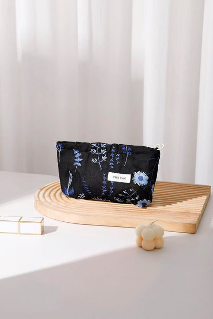 Minimalist Portable Floral Print Makeup Bag