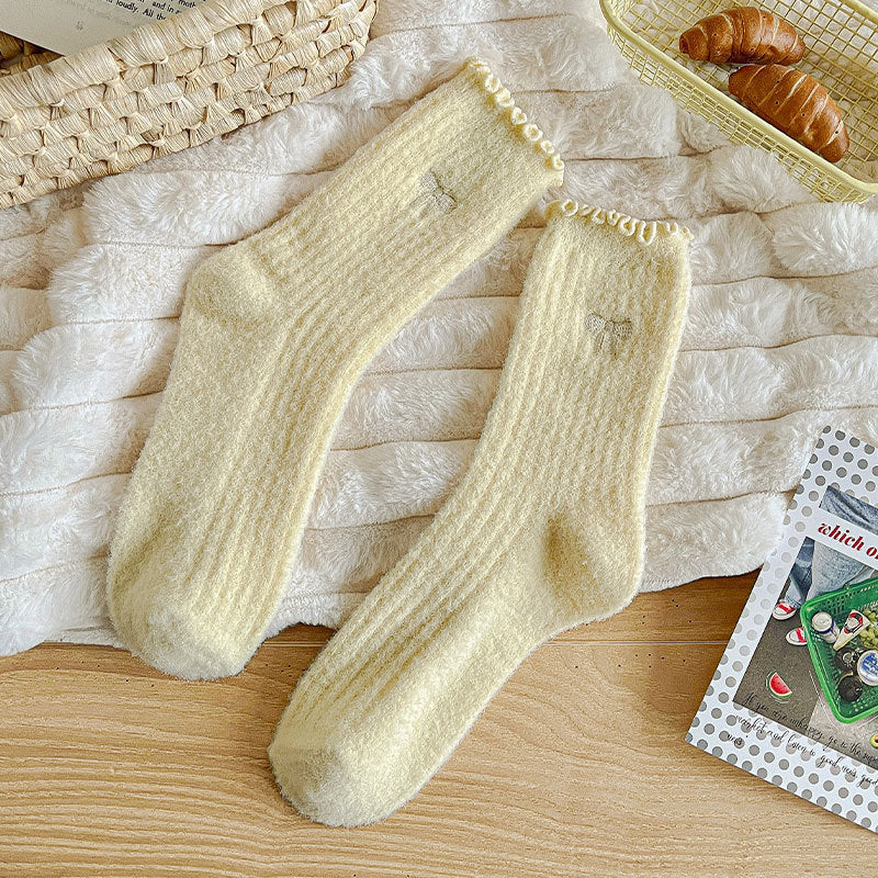 Winter Thermal Thick Plush Crew Frilly Socks