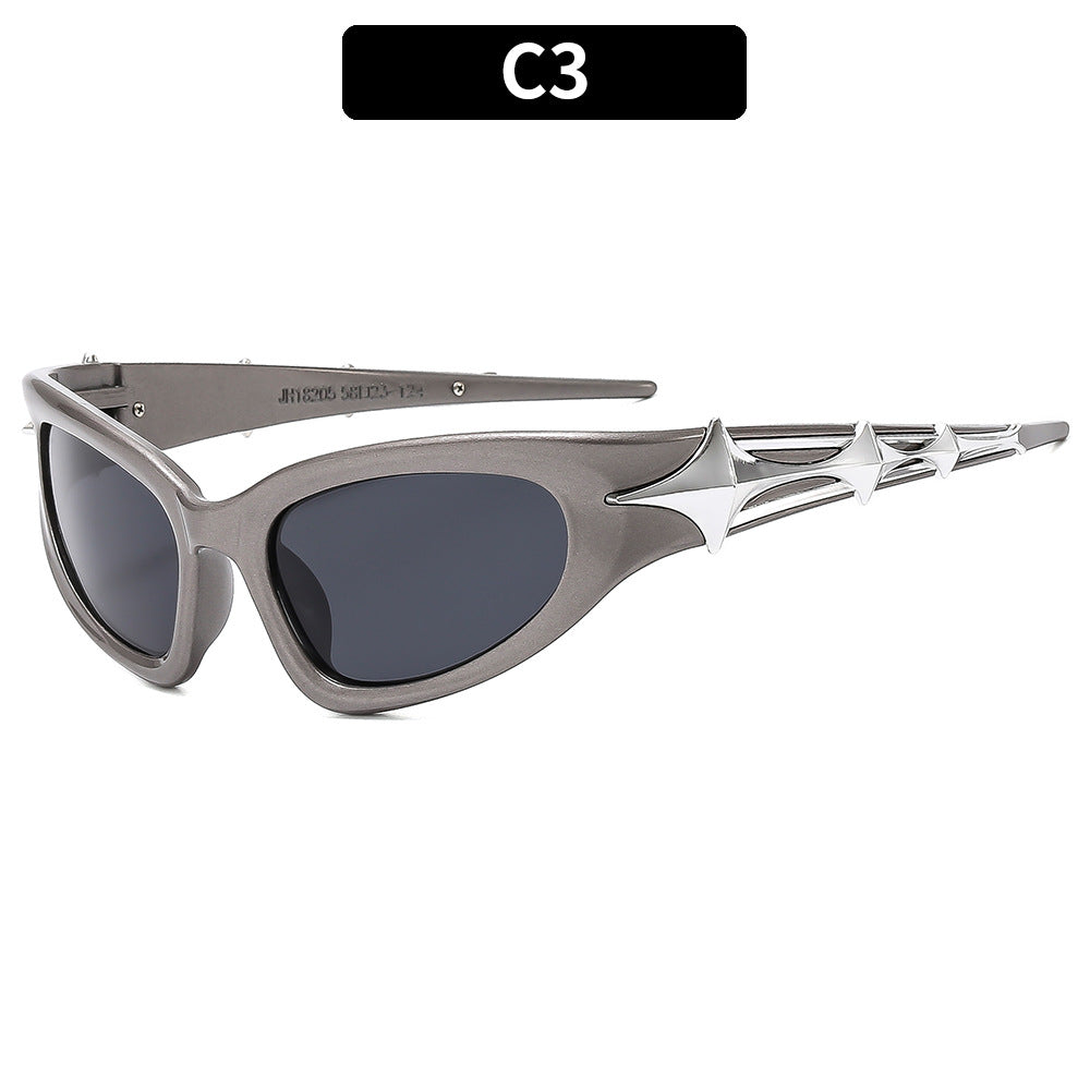 Trendy Outdoor UV Protection Sunglasses Stylish Futuristic Rectangular Shades