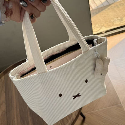 Cute Corduroy Bunny Tote Bag Stylish and Versatile for Daily Use