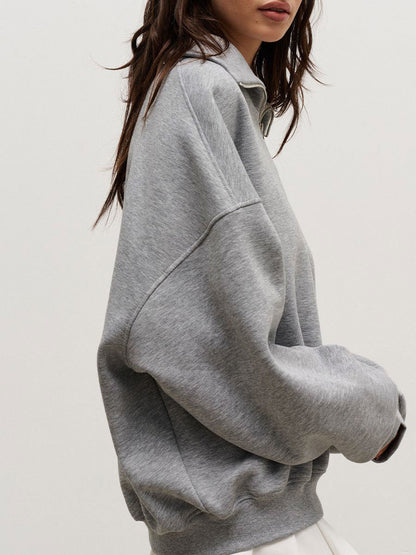 Loose Lapel Zipper Hoodie