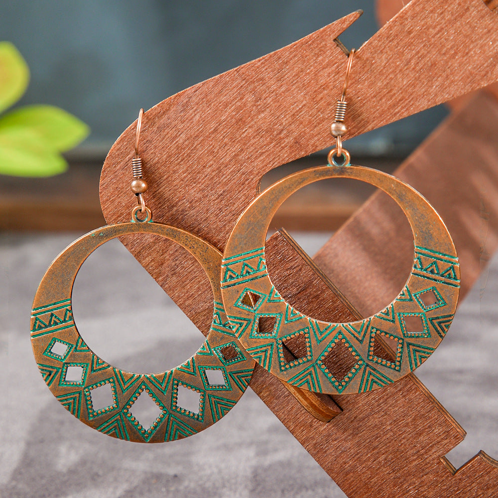 Trendy Geometric Alloy Earrings Set Vintage Bohemian Style