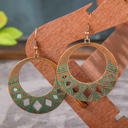 Trendy Geometric Alloy Earrings Set Vintage Bohemian Style