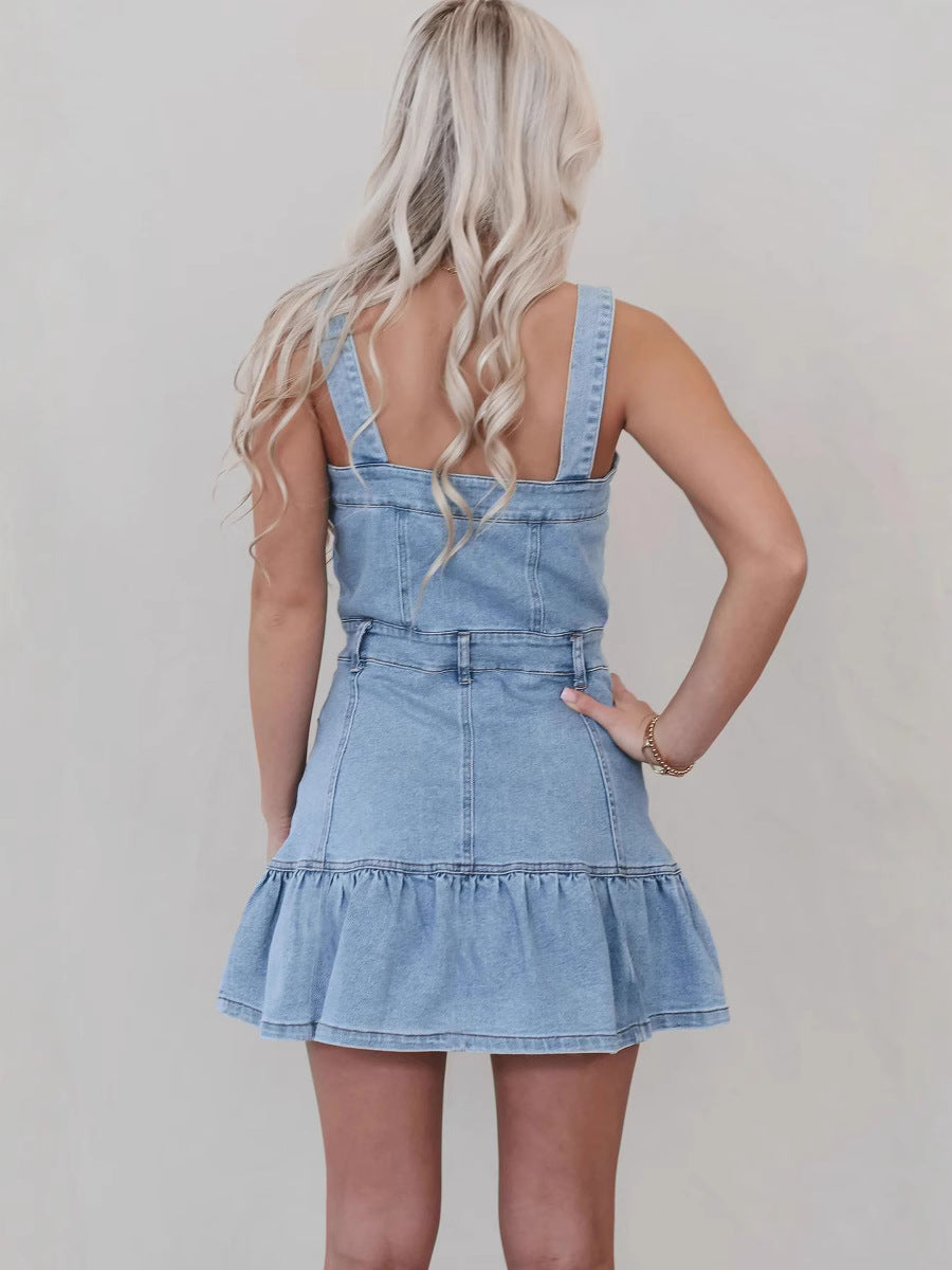 Trendy Casual Sleeveless Denim Dress