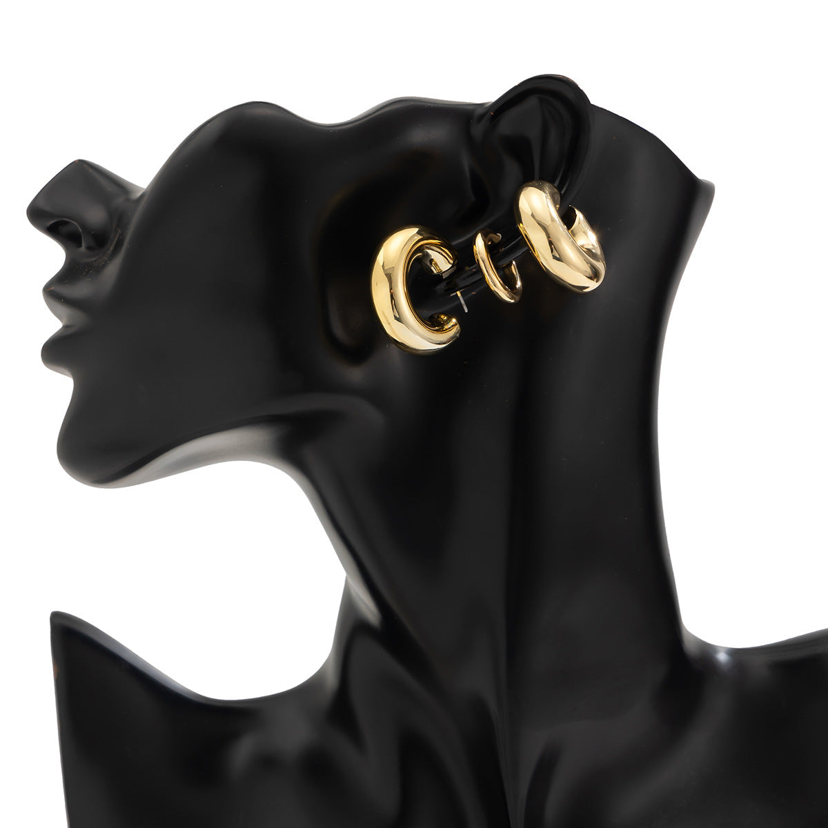 Trendy Metal C-Shaped Clip Earrings Set