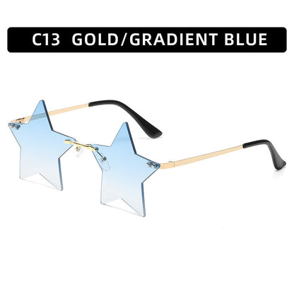 Fashionable Frameworkless Star-Shaped Sunglasses Punk Style