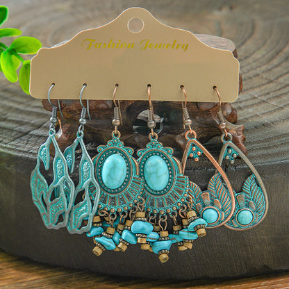 Bohemian Hollow Fringe Earrings Stylish Fishbone Design