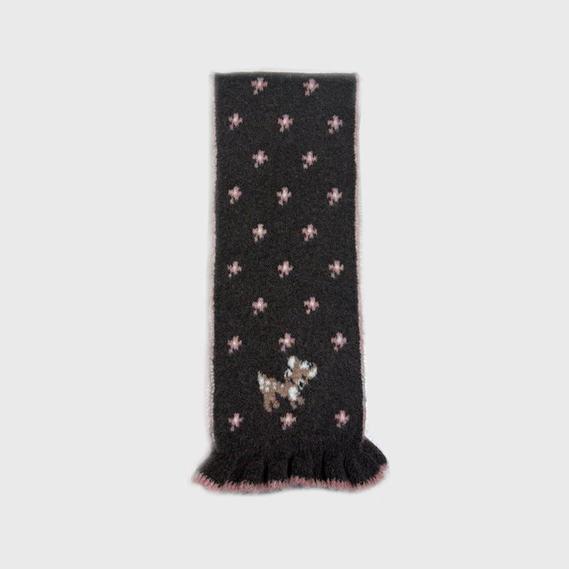 Cartoon Deer Knit Scarf Warm Acrylic Long Winter Scarf