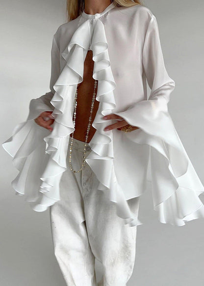 Ruffled Statement Blouse Lightweight Flowing Fabric