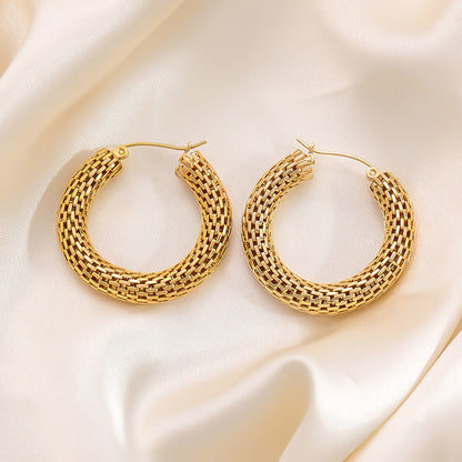 Geometric 18K Gold-Plated Steel Earrings Stylish Casual Accessories