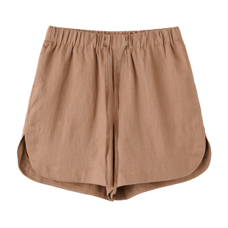 Loose Fit Women's Linen Blend Shorts with Elastic Waist