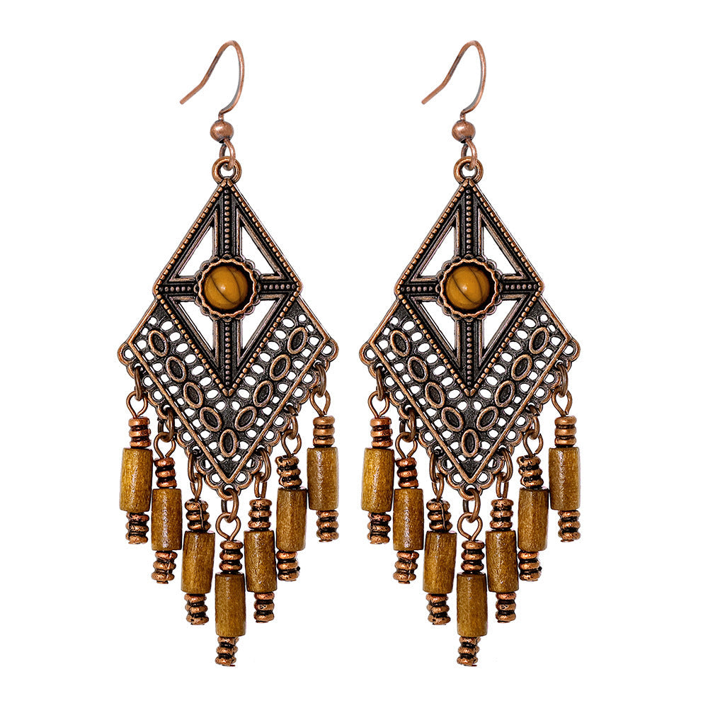 Bohemian Vintage Style Leaf Drop Earrings Stylish Zinc Alloy Jewelry