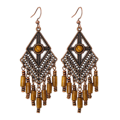 Bohemian Vintage Style Leaf Drop Earrings Stylish Zinc Alloy Jewelry