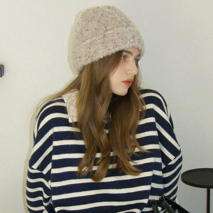 Wool Blend Colorful Dots Knit Beanie for Women
