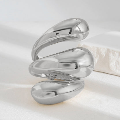 Exaggerated Spiral Water Drop Open Cuff Bracelet Set