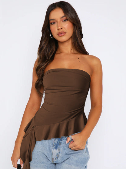 Y2K Slim Fit Fringe Crop Top for Women