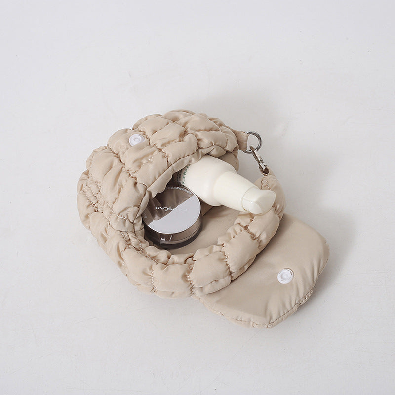 Wrinkled Cloud Mini Pouch Bag Trendy Nylon Handheld Accessory
