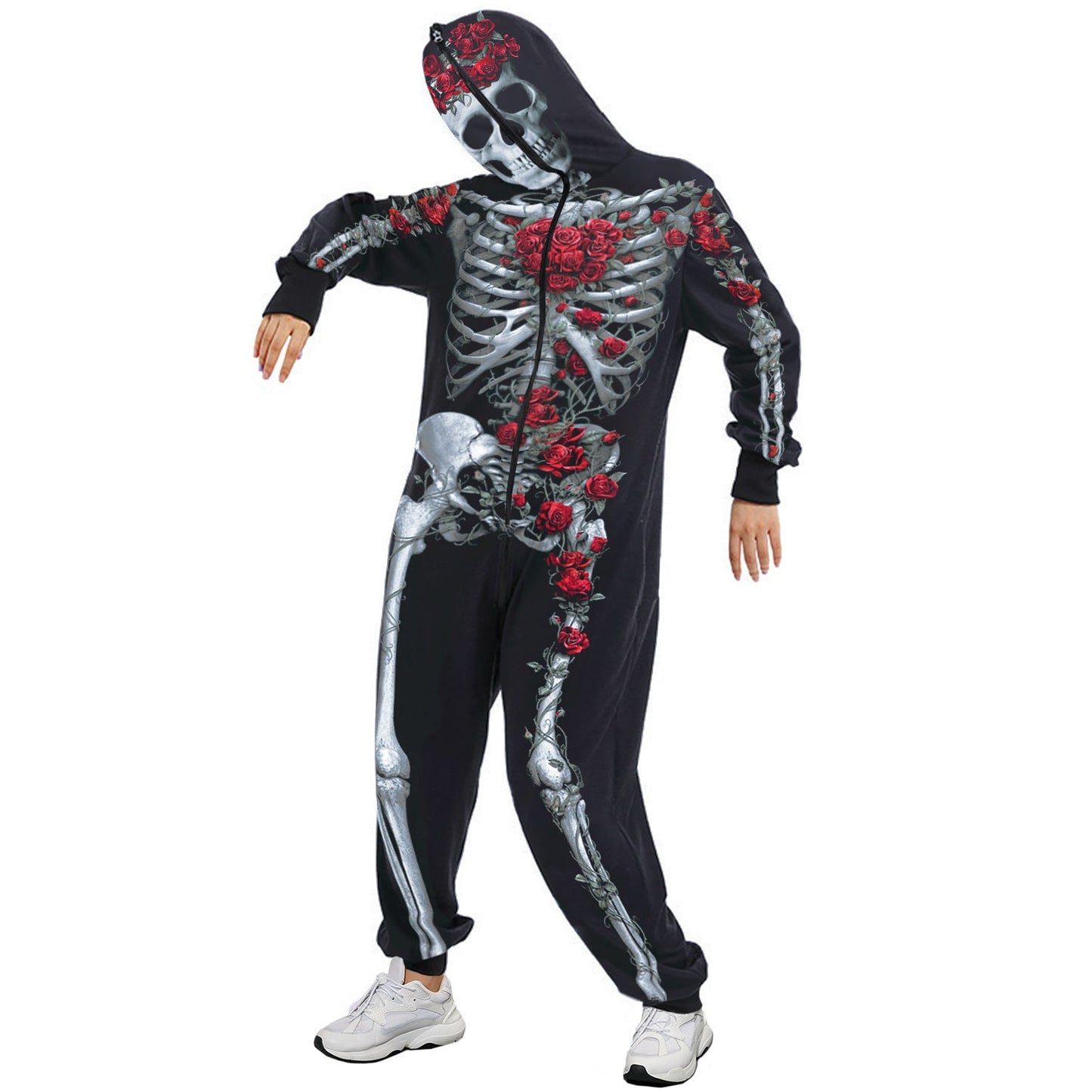 Graphic Skeleton Print Loose Fit Jumpsuit for Halloween