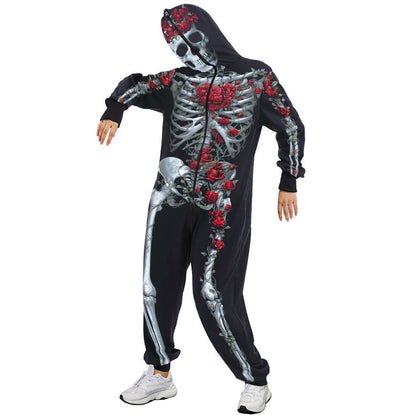 Graphic Skeleton Print Loose Fit Jumpsuit for Halloween