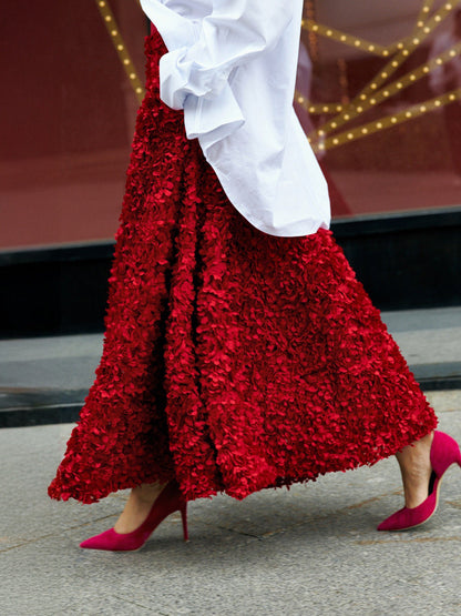 Elegant Maxi Skirt with Petal Design