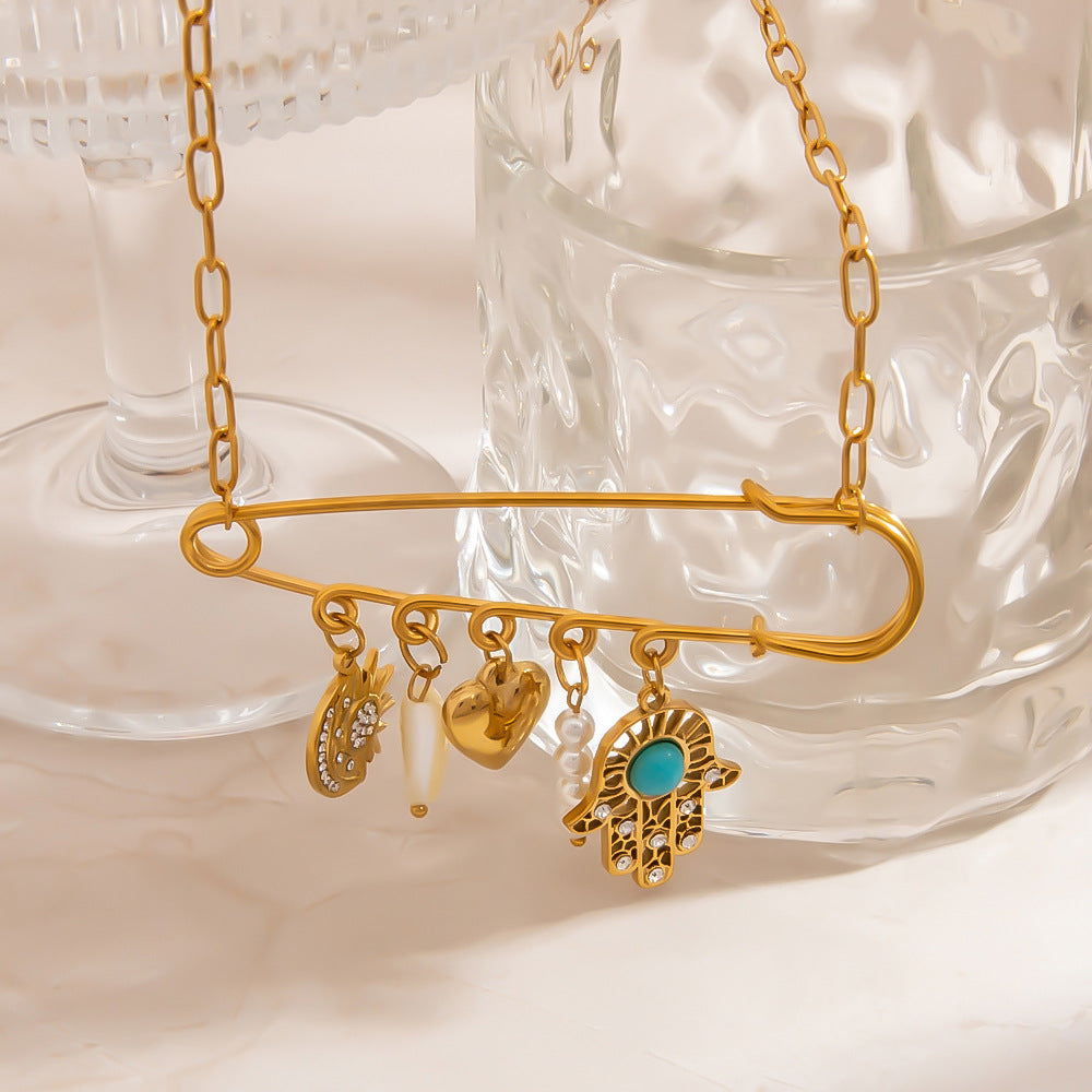 Paperclip Chain Stainless Steel Necklace Elegant Layered 18K Gold Plated