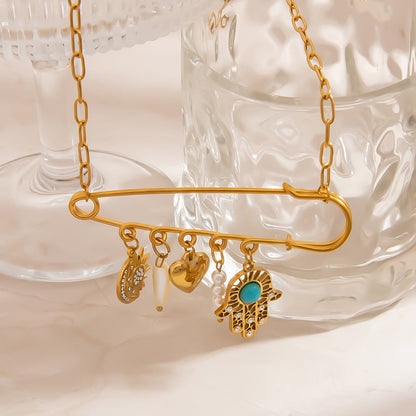 Paperclip Chain Stainless Steel Necklace Elegant Layered 18K Gold Plated