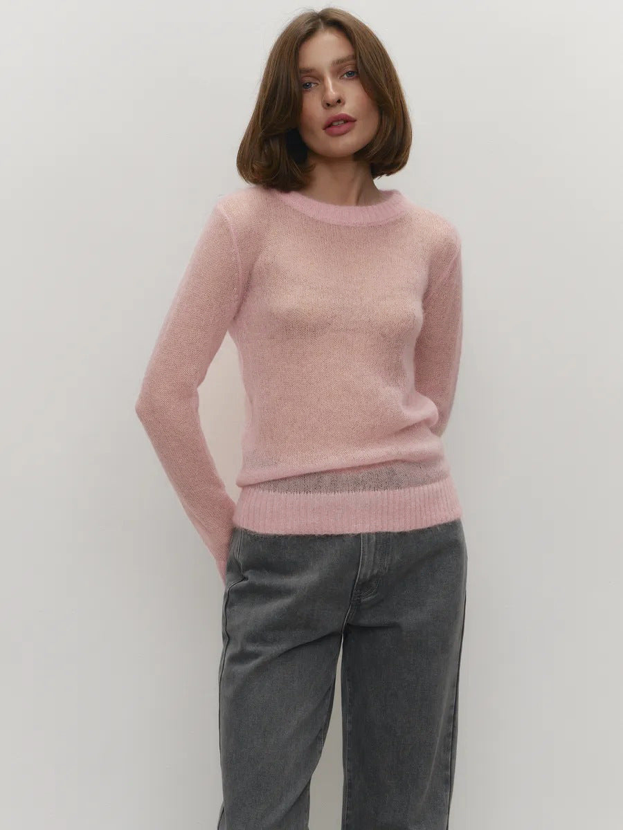 Comfortable Knit Crew Neck Sweater for Women