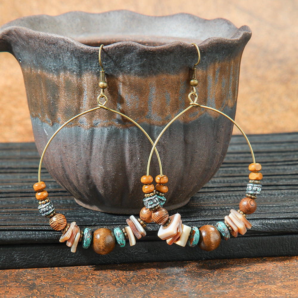 Retro Geometric Tassel Earrings Vintage Style for Women