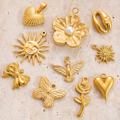DIY Heart Butterfly Pendant Stainless Steel Jewelry Accessories