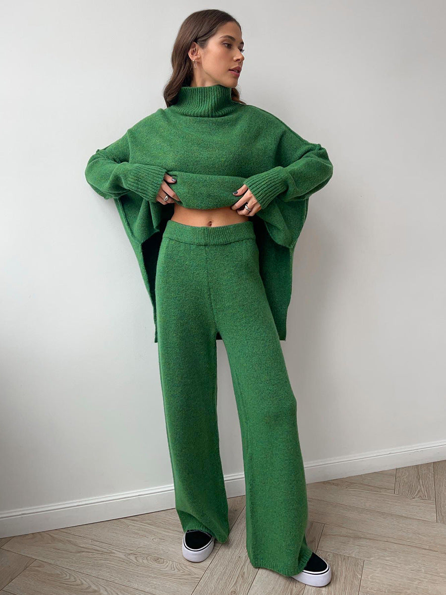 Loose High Collar Knit Sets