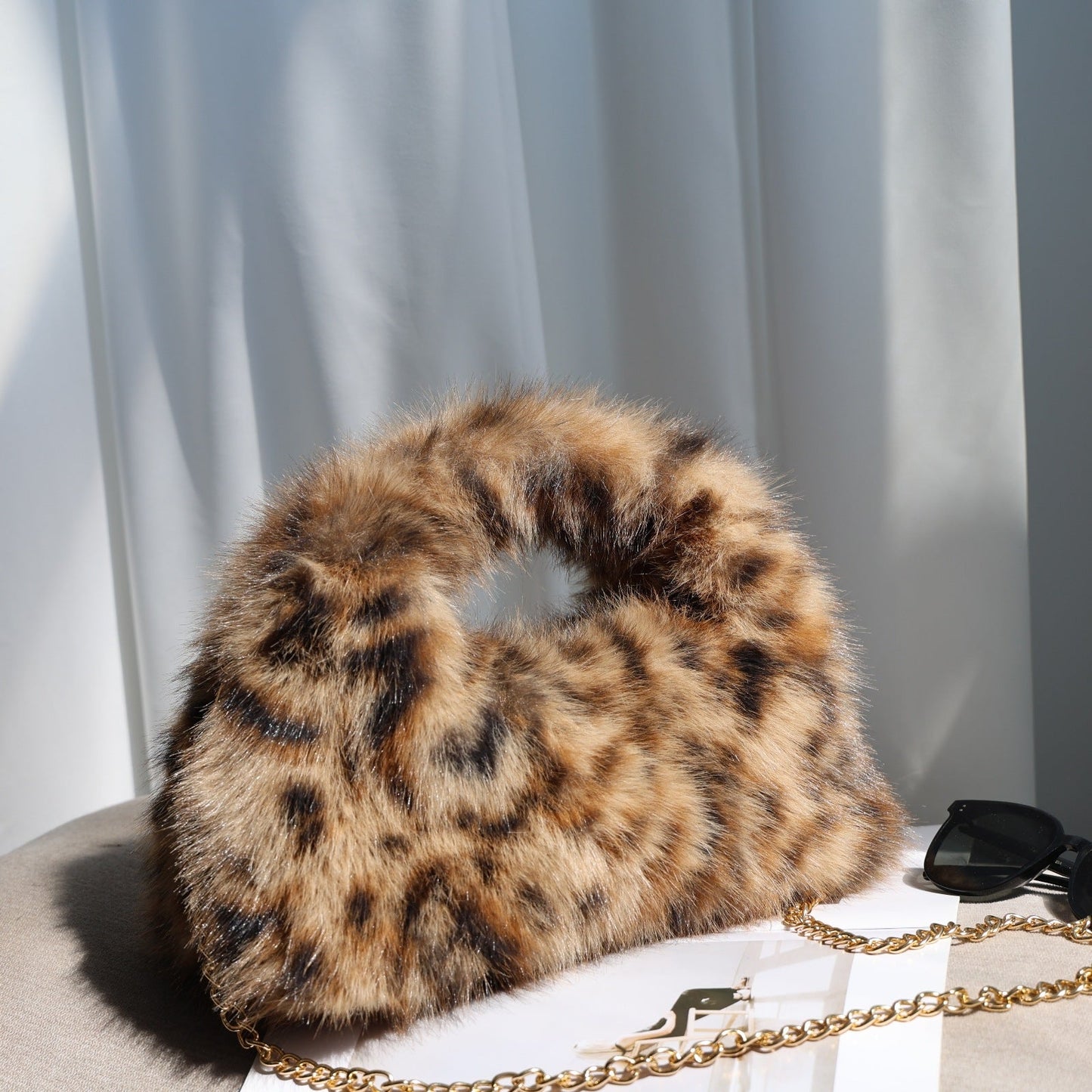 Solid Color Soft Fluffy Fur Tote Handbag