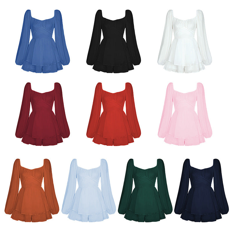 Trendy Women's Jumpsuit With Ruffle Shorts
