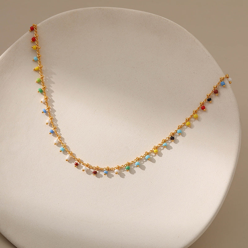 Colourful Vintage Rice Beads Necklace
