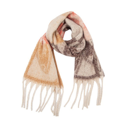 Winter Flower Tassel Thick Warm Scarf