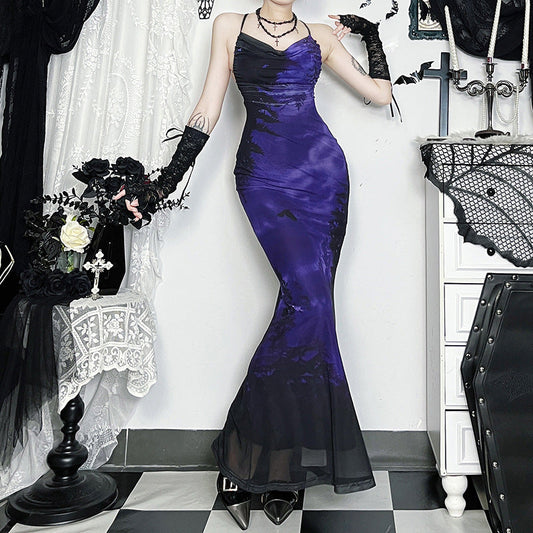 Dark Forest Print Cami Maxi Dress Urban Style