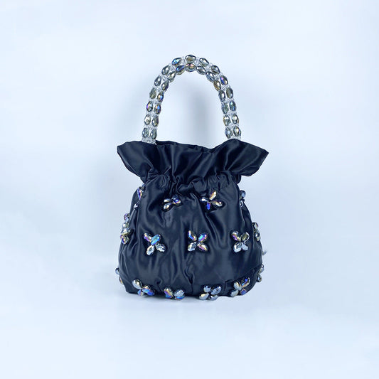 Handmade Beaded Satin Drawstring Party Handbag