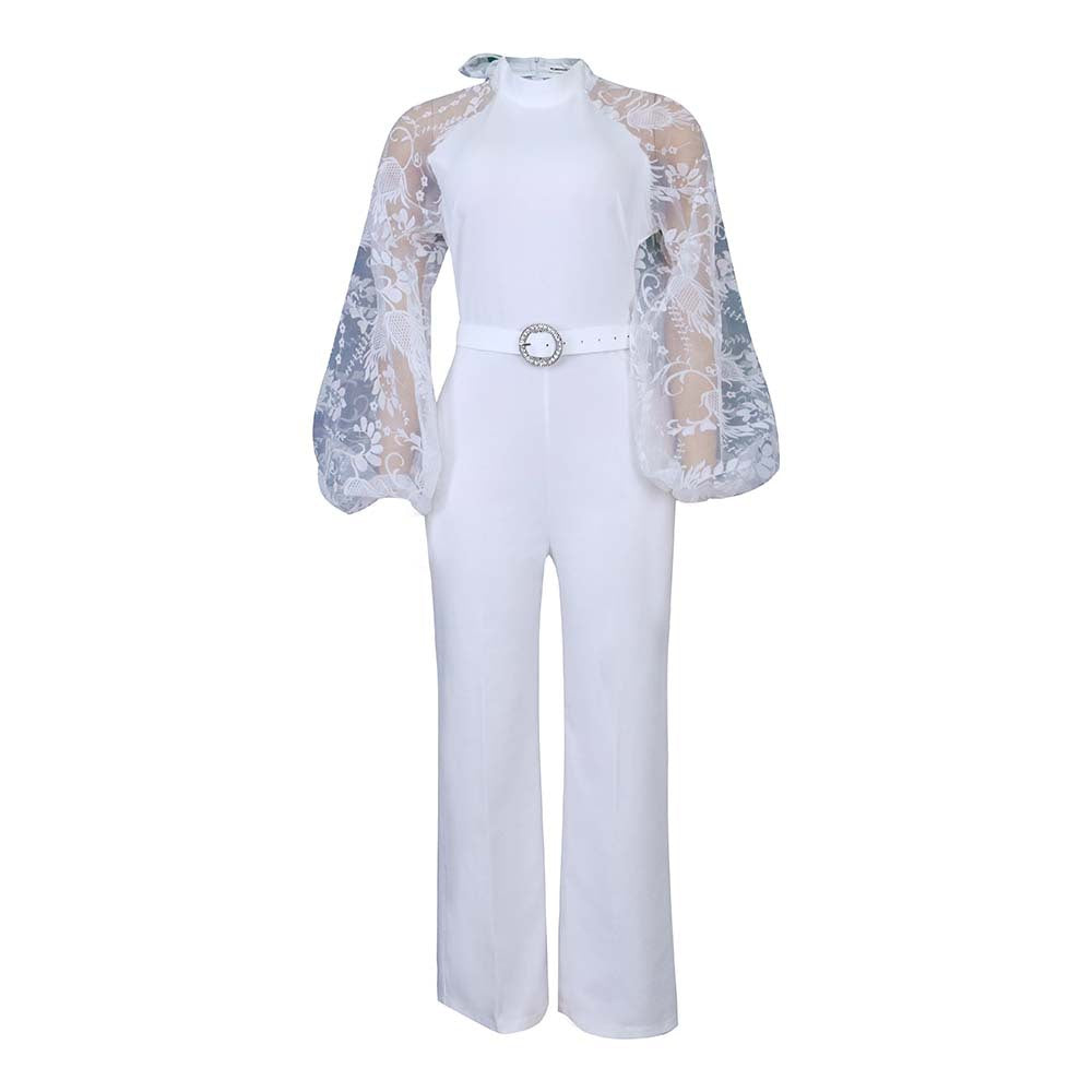 Elegant High-Waisted Wide-Leg Jumpsuit With Belt