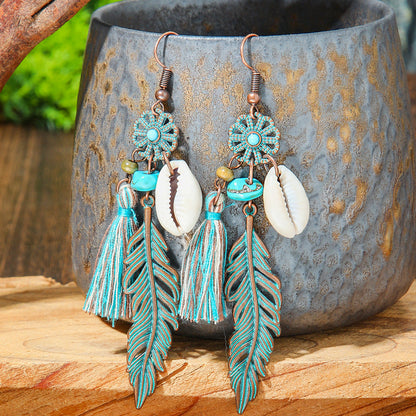 Bohemian Style Gemstone Tassel Earrings for Women