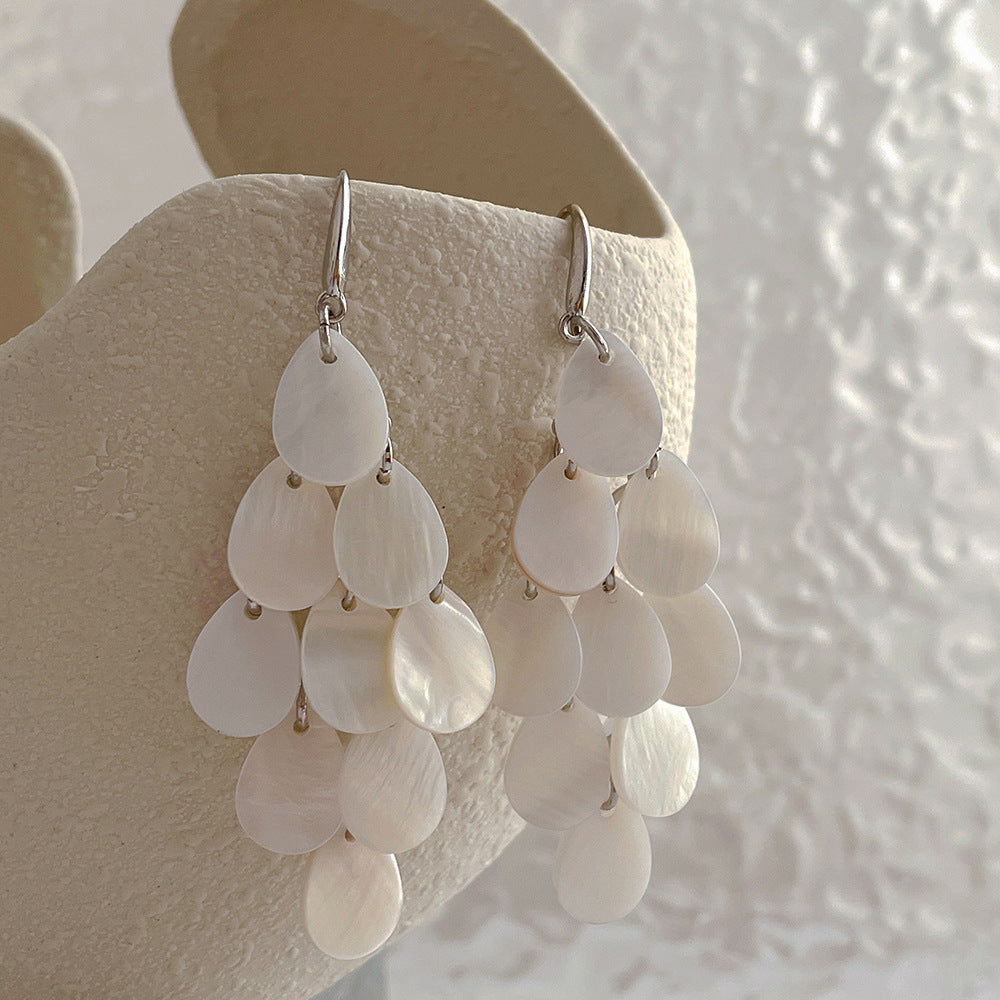Danity Shell Teardrop Tassel Drop Earrings