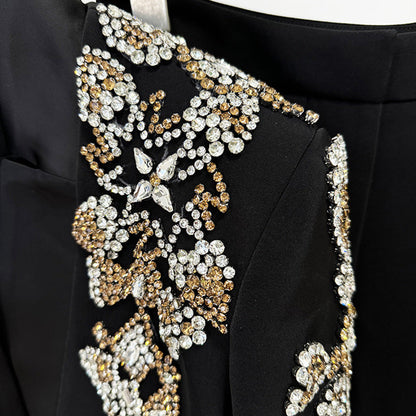 Sparkling Embellished Blazer And Split Pants Set