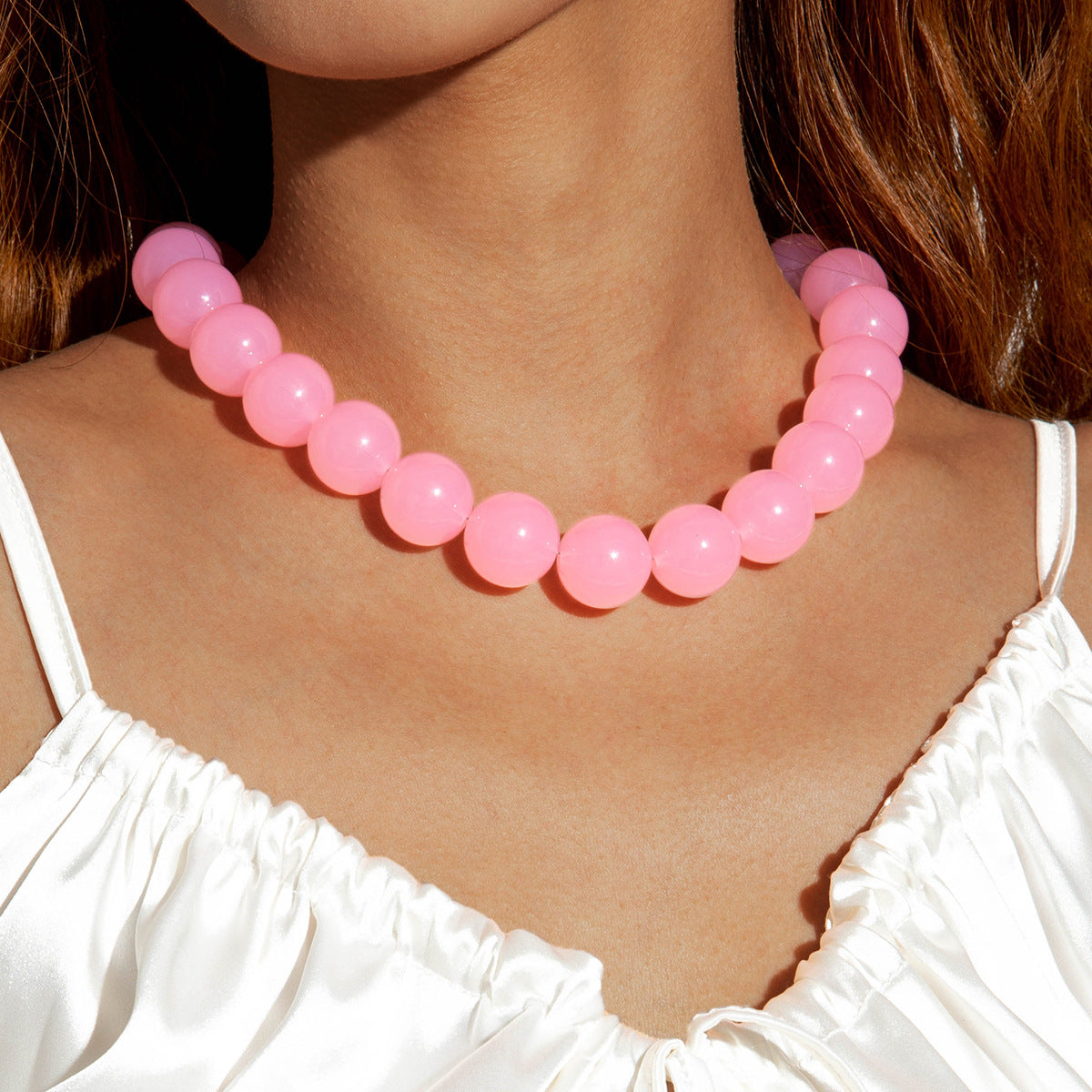 Dopamine Colorful Acrylic Beaded Necklace Trendy Sweet Style