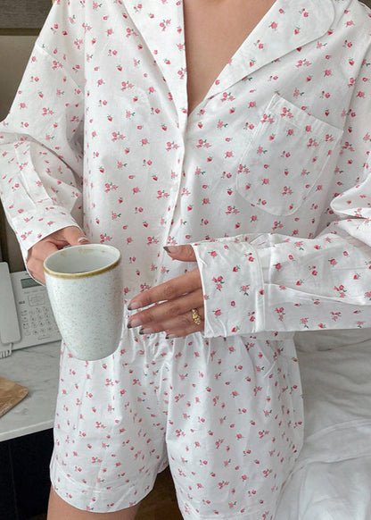 Floral Cotton Pajama Set Relaxed Fit Two Piece