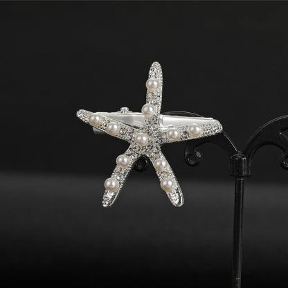 Beautiful Starfish Hair Clip with Rhinestones - Trendy Gold and Silver