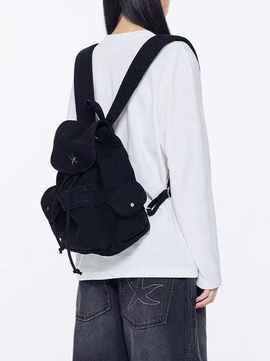 Denim Washed Multiple Pockets Portable Backpack