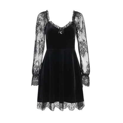 Dark Aesthetic Lace Hip-Hop Dress Short Sleeve