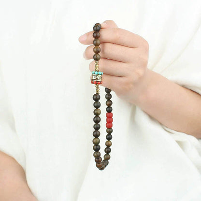 Tibetan Nepalese Green Sandalwood Bracelet Men'S And Women'S Retro Ethnic Style Natural Sour Branch Multi-Circle Buddha Bead Bracelet