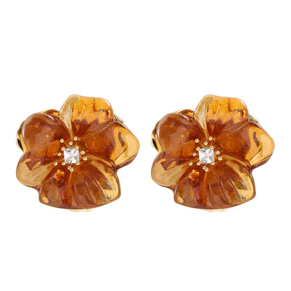 Elegant Floral Acrylic Earrings With 925 Silver Posts