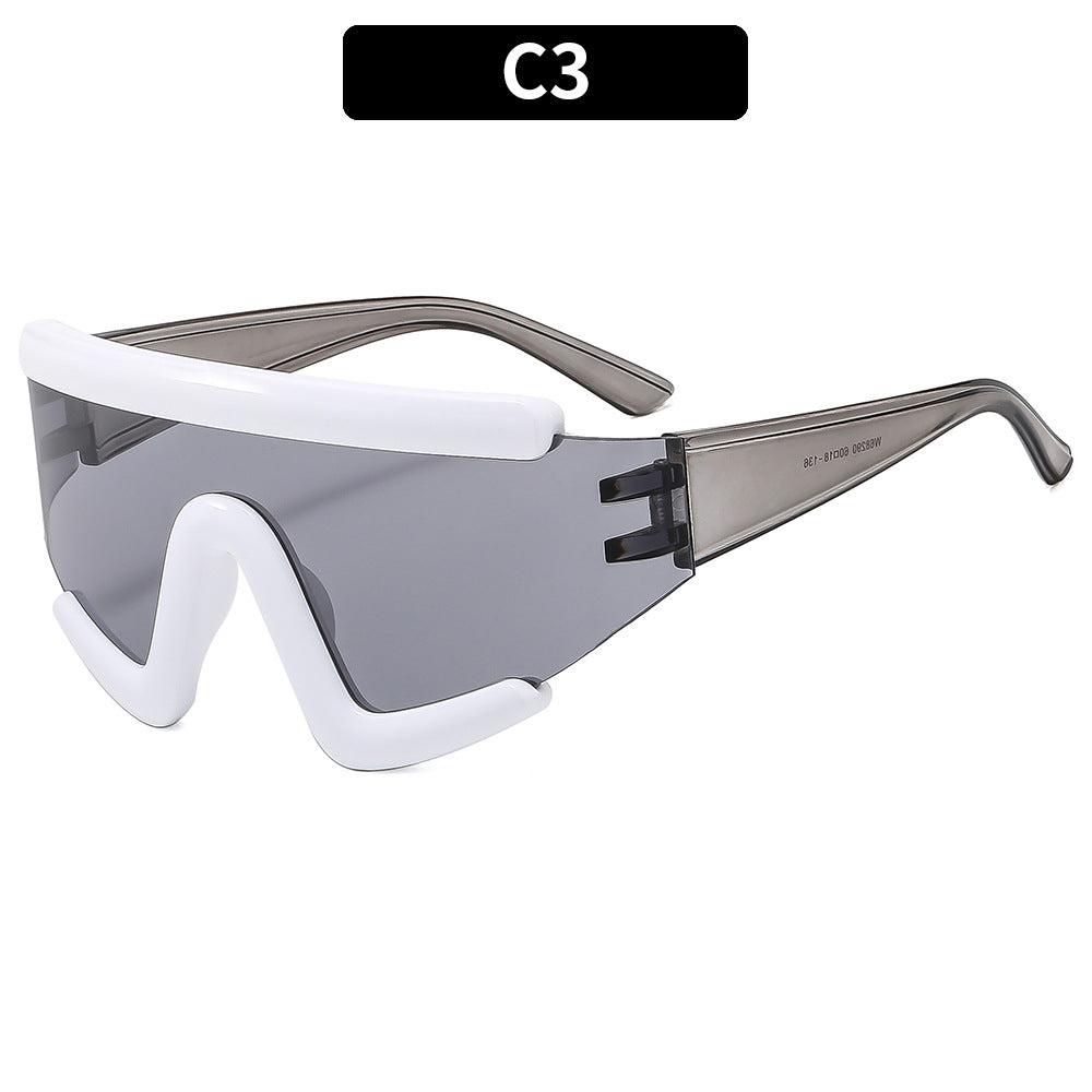 Trendy Oversized Cycling Sunglasses with UV400 Protection