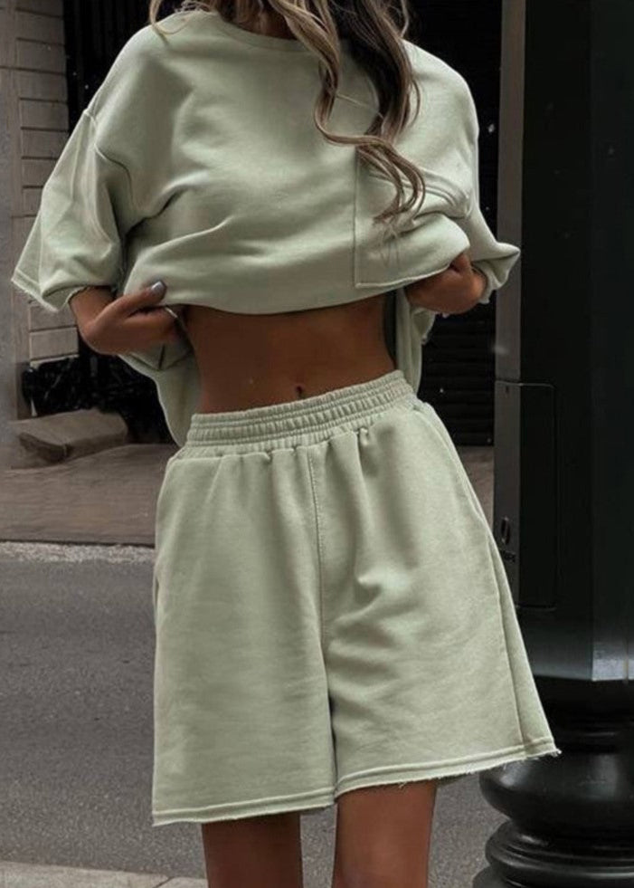 Oversized Cotton Lounge Tee And Shorts Set